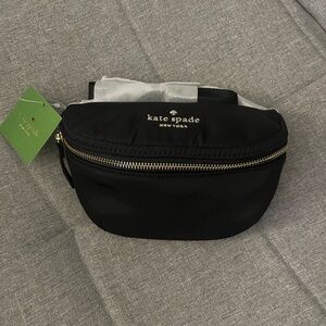 Kate Spade Black Belt Bag with Gold Accents